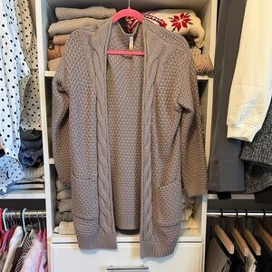 Cozy Taupe Cable Knit Cardigan
